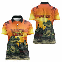 Personalized Alligator Alcatraz Women Polo Shirt Gator Island Prison Retro Sunset - Wonder Print Shop