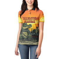 Personalized Alligator Alcatraz Women Polo Shirt Gator Island Prison Retro Sunset - Wonder Print Shop