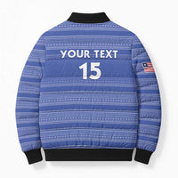 Custom Liberia Football Bomber Puffer Jacket Women Blue Jersey - Wonder Print Shop