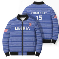 Custom Liberia Football Bomber Puffer Jacket Women Blue Jersey - Wonder Print Shop