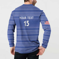 Custom Liberia Football Button Sweatshirt Women Blue Jersey - Wonder Print Shop
