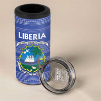 Custom Liberia Football 4 in 1 Can Cooler Tumbler Women Blue Jersey - Wonder Print Shop