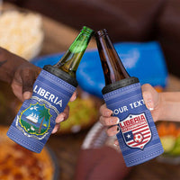 Custom Liberia Football 4 in 1 Can Cooler Tumbler Women Blue Jersey - Wonder Print Shop