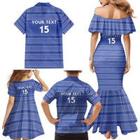 Custom Liberia Football Family Matching Mermaid Dress and Hawaiian Shirt Women Blue Jersey - Wonder Print Shop