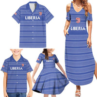 Custom Liberia Football Family Matching Summer Maxi Dress and Hawaiian Shirt Women Blue Jersey - Wonder Print Shop