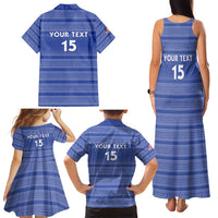 Custom Liberia Football Family Matching Tank Maxi Dress and Hawaiian Shirt Women Blue Jersey - Wonder Print Shop