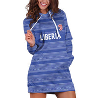 Custom Liberia Football Hoodie Dress Women Blue Jersey - Wonder Print Shop