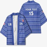 Custom Liberia Football Kimono Women Blue Jersey - Wonder Print Shop