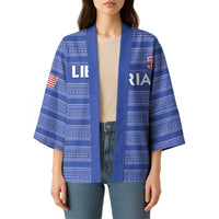 Custom Liberia Football Kimono Women Blue Jersey - Wonder Print Shop