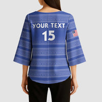 Custom Liberia Football Kimono Sleeve Blouse Women Blue Jersey - Wonder Print Shop