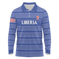 Custom Liberia Football Long Sleeve Polo Shirt Women Blue Jersey - Wonder Print Shop