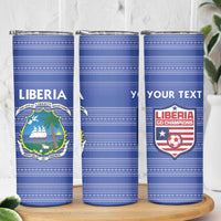 Custom Liberia Football Skinny Tumbler Women Blue Jersey - Wonder Print Shop