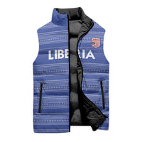 Custom Liberia Football Sleeveless Puffer Jacket Women Blue Jersey - Wonder Print Shop