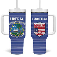 Custom Liberia Football Tumbler With Handle Women Blue Jersey - Wonder Print Shop