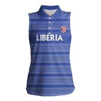 Custom Liberia Football Women Sleeveless Polo Shirt Women Blue Jersey - Wonder Print Shop
