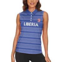 Custom Liberia Football Women Sleeveless Polo Shirt Women Blue Jersey - Wonder Print Shop