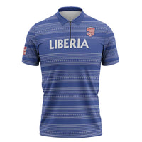 Custom Liberia Football Zipper Polo Shirt Women Blue Jersey - Wonder Print Shop