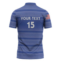Custom Liberia Football Zipper Polo Shirt Women Blue Jersey - Wonder Print Shop