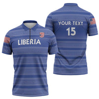 Custom Liberia Football Zipper Polo Shirt Women Blue Jersey - Wonder Print Shop