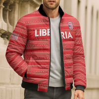 Custom Liberia Football Bomber Puffer Jacket Women Red Jersey - Wonder Print Shop
