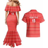 Custom Liberia Football Couples Matching Mermaid Dress and Hawaiian Shirt Women Red Jersey - Wonder Print Shop