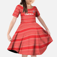 Custom Liberia Football Family Matching Off Shoulder Maxi Dress and Hawaiian Shirt Women Red Jersey - Wonder Print Shop