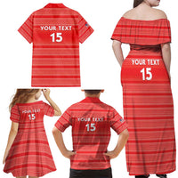 Custom Liberia Football Family Matching Off Shoulder Maxi Dress and Hawaiian Shirt Women Red Jersey - Wonder Print Shop
