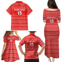 Custom Liberia Football Family Matching Puletasi and Hawaiian Shirt Women Red Jersey - Wonder Print Shop