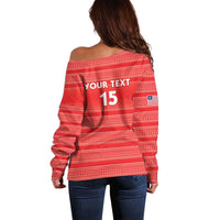 Custom Liberia Football Off Shoulder Sweater Women Red Jersey - Wonder Print Shop