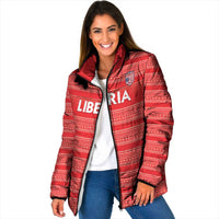 Custom Liberia Football Padded Jacket Women Red Jersey - Wonder Print Shop