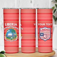 Custom Liberia Football Skinny Tumbler Women Red Jersey - Wonder Print Shop