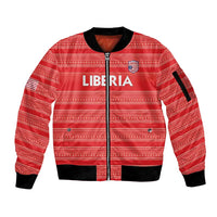 Custom Liberia Football Sleeve Zip Bomber Jacket Women Red Jersey - Wonder Print Shop
