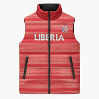 Custom Liberia Football Sleeveless Puffer Jacket Women Red Jersey - Wonder Print Shop