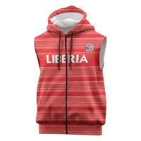 Custom Liberia Football Sleeveless Zip Hoodie Women Red Jersey - Wonder Print Shop