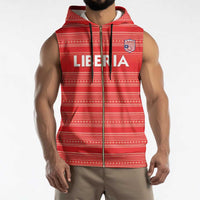 Custom Liberia Football Sleeveless Zip Hoodie Women Red Jersey - Wonder Print Shop