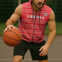 Custom Liberia Football Sleeveless Zip Hoodie Women Red Jersey - Wonder Print Shop