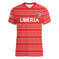 Custom Liberia Football Women V-Neck T-Shirt Women Red Jersey - Wonder Print Shop