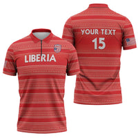 Custom Liberia Football Zipper Polo Shirt Women Red Jersey - Wonder Print Shop