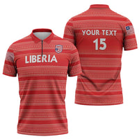 Custom Liberia Football Zipper Polo Shirt Women Red Jersey - Wonder Print Shop