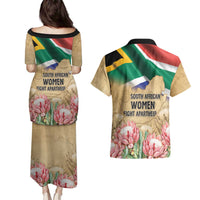 South African Women Mobilisation Couples Matching Puletasi and Hawaiian Shirt Wathint Abafazi Wathint Imbokodo - Wonder Print Shop