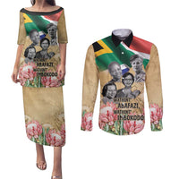 South African Women Mobilisation Couples Matching Puletasi and Long Sleeve Button Shirt Wathint Abafazi Wathint Imbokodo - Wonder Print Shop