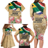 South African Women Mobilisation Family Matching Long Sleeve Bodycon Dress and Hawaiian Shirt Wathint Abafazi Wathint Imbokodo - Wonder Print Shop
