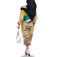 South African Women Mobilisation Family Matching Off The Shoulder Long Sleeve Dress and Hawaiian Shirt Wathint Abafazi Wathint Imbokodo - Wonder Print Shop