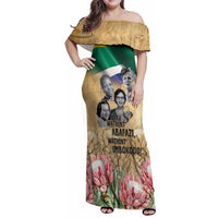 South African Women Mobilisation Family Matching Off Shoulder Maxi Dress and Hawaiian Shirt Wathint Abafazi Wathint Imbokodo - Wonder Print Shop