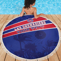 Custom Haiti Football Beach Blanket Les Grenadiers - Royal Palm - Wonder Print Shop