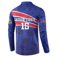Custom Haiti Football Button Sweatshirt Les Grenadiers - Royal Palm - Wonder Print Shop