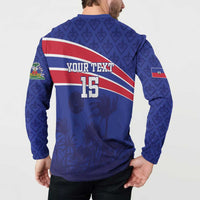 Custom Haiti Football Button Sweatshirt Les Grenadiers - Royal Palm - Wonder Print Shop