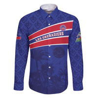 Custom Haiti Football Family Matching Puletasi and Hawaiian Shirt Les Grenadiers - Royal Palm - Wonder Print Shop