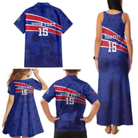 Custom Haiti Football Family Matching Tank Maxi Dress and Hawaiian Shirt Les Grenadiers - Royal Palm - Wonder Print Shop