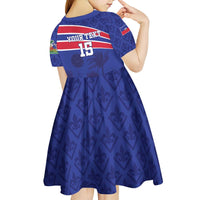 Custom Haiti Football Kid Short Sleeve Dress Les Grenadiers - Royal Palm - Wonder Print Shop